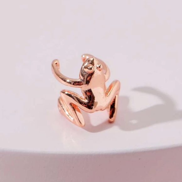 🐸 Awsome Froggie  Frog metallic ear cuff no pierce rose gold  🐸 - Picture 2 of 4